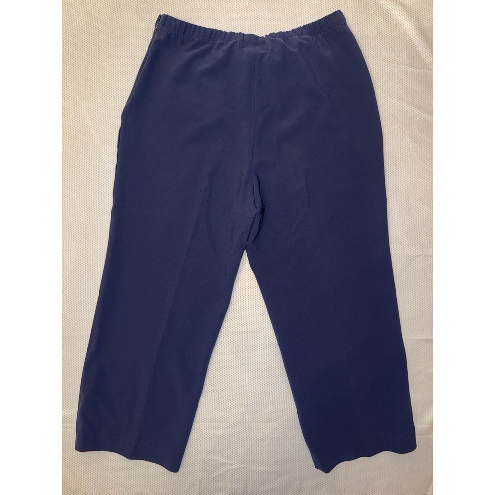 ST JOHN Navy Blue Cropped Wide‎ Leg Career Pants Size 14 - Picture 3 of 11